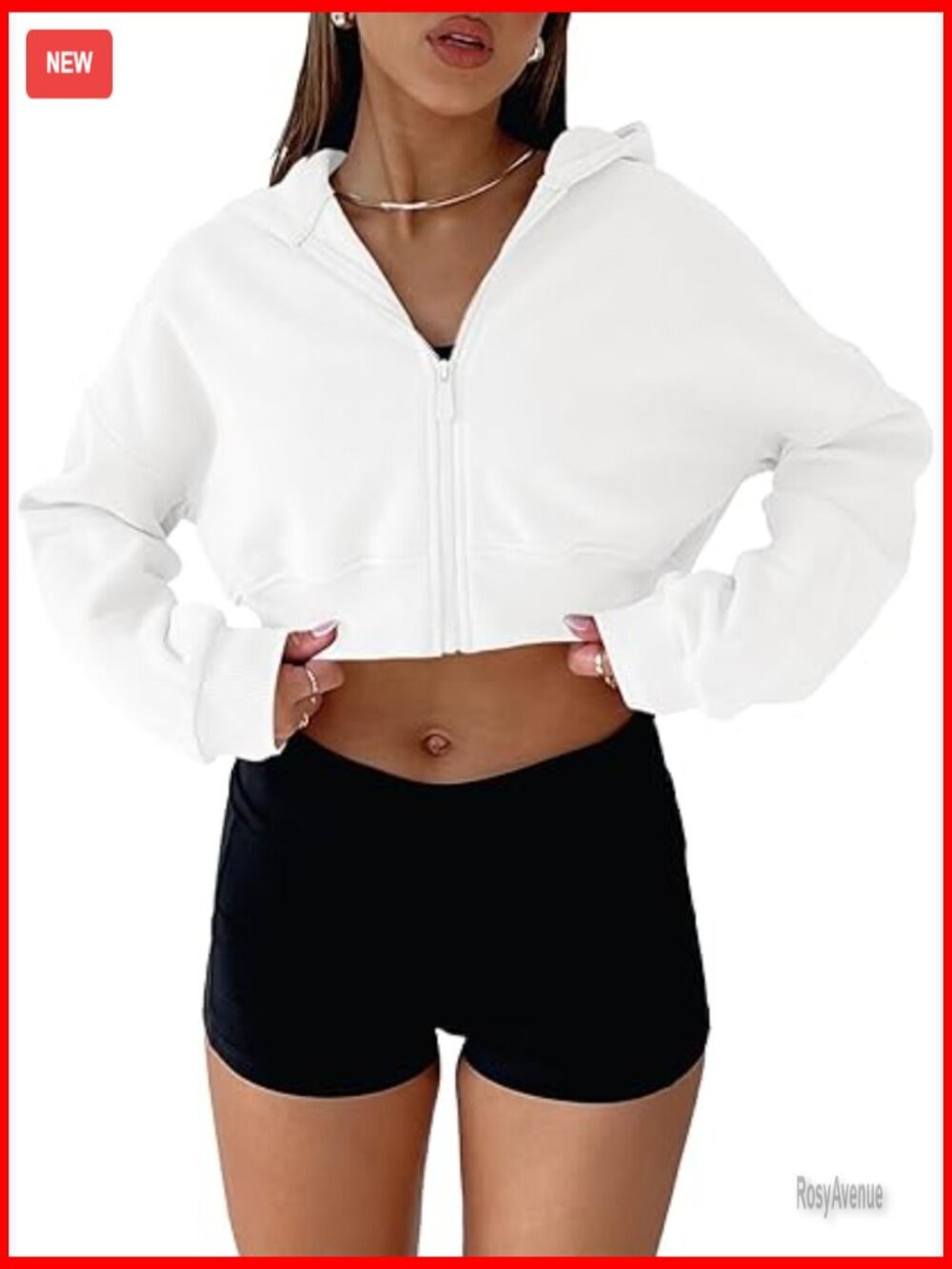 Cropped Zip Up Hoodie Sweatshirt Long Sleeve Casual Loose Y2K Pullover Top